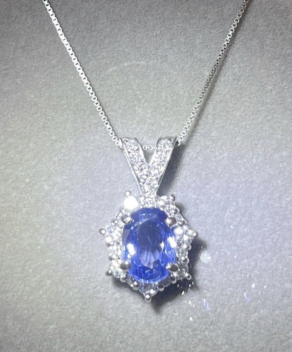 《GIA鑑別》付 ジュエリーマキ スリランカ産 天然非加熱ブルーサファイア 1.60ct ダイヤモンド0.39ct Pt850 ネックレス 高級ジュエリー高貴_画像5