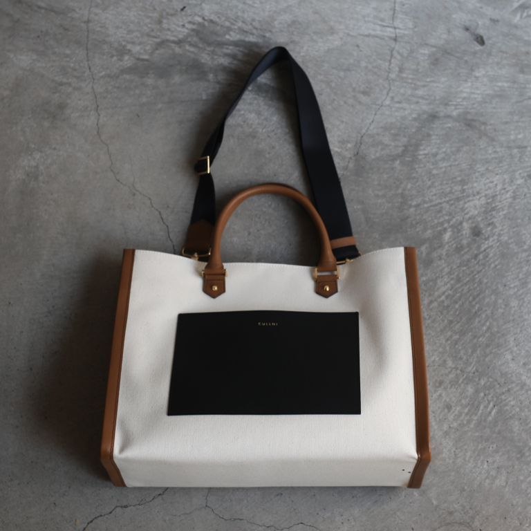 CULLNI』Leather Trimmed Canvas Handbag | noonanwaste.com