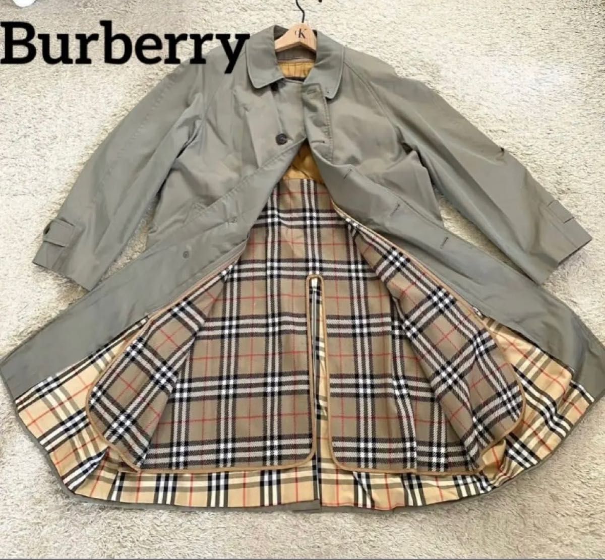 バーバリー Burberry ゴールドタグ　ステンカラーコート ライナー付き ノバチェック BURBERRY 比翼仕立て ロング丈