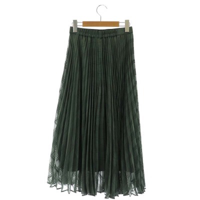  Natural Beauty Basic 22SSsia- check pleated skirt mi leak height long flair PS green green /CM #OS lady's 