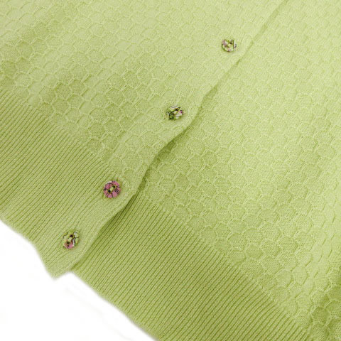 k Miki .k Kumikyoku KUMIKYOKU cardigan knitted ound-necked long sleeve cotton . green group yellow green 2 lady's 