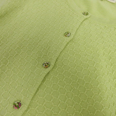 k Miki .k Kumikyoku KUMIKYOKU cardigan knitted ound-necked long sleeve cotton . green group yellow green 2 lady's 