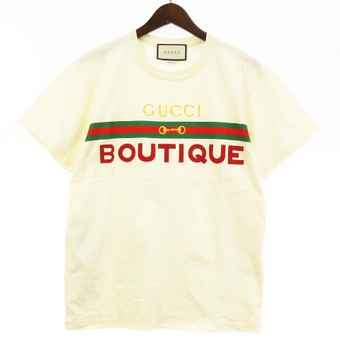 グッチ GUCCI 美品 Boutique print T-shirt Tシャツ 半袖 ロゴ ウェブ
