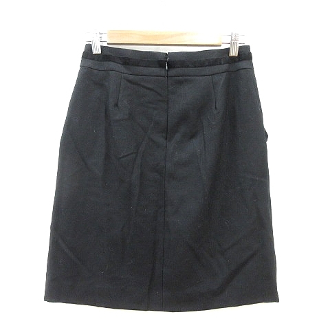  Queens Court QUEENS COURT pleated skirt one box knee height wool 1 black black /MN lady's 