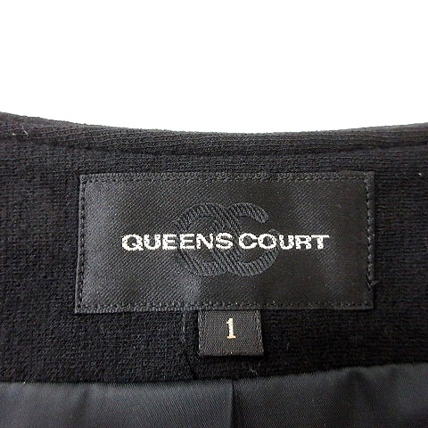 クイーンズコート QUEENS COURT ノーカラージャケット 総裏地 1 黒 ブラック /MN レディース_画像6