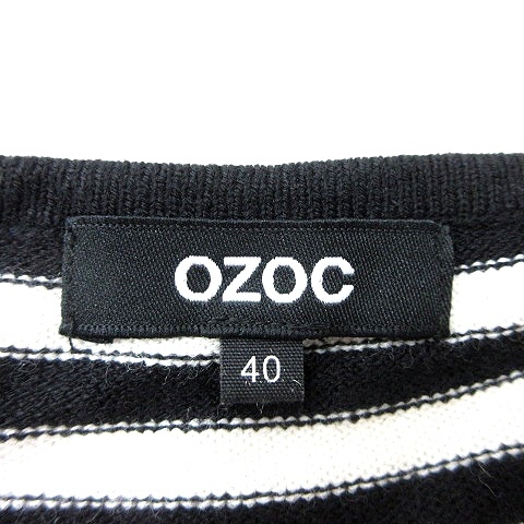 オゾック OZOC ニット カットソー ボーダー 長袖 40 白 ホワイト 黒 ブラック /MN レディース_画像5