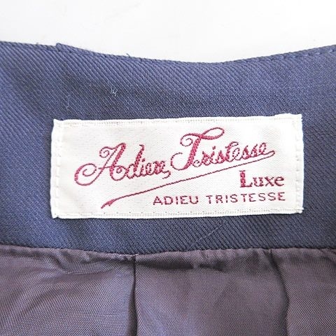 アデュートリステス ADIEU TRISTESSE ワンピース ひざ丈 七分袖 クルーネック パフ袖 刺繍 紺 ネイビー 38 レディース_画像3