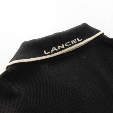 ランセル LANCEL ヴィンテージ ポロシャツ ロゴ 刺繍 半袖 M 黒 ブラック メンズ_画像6