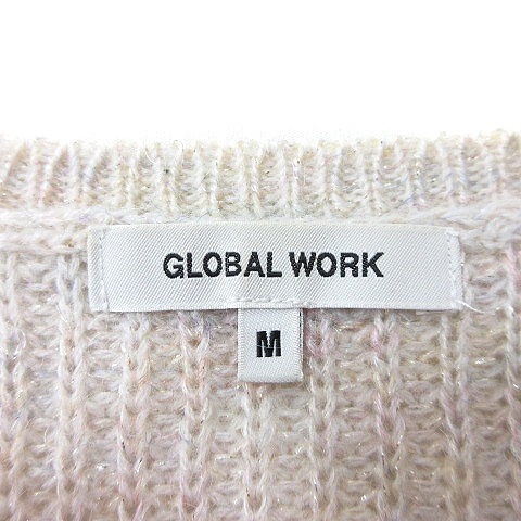 グローバルワーク GLOBAL WORK ニット セーター 長袖 ラメ モヘヤ混 M 白 アイボリー /MN レディース_画像5