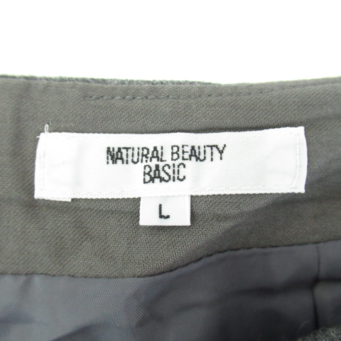 ナチュラルビューティーベーシック NATURAL BEAUTY BASIC フレアスカート ひざ丈 ウール L グレー /MI11 レディース_画像4