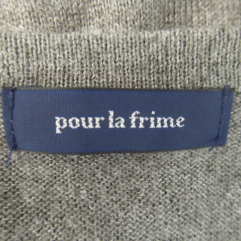 プーラフリーム pour la frime ニット カットソー 半袖 スクエアネック 無地 グレー /YK43 レディース_画像4
