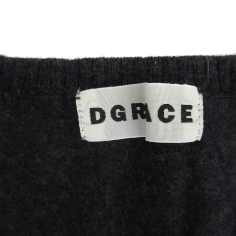  Dgrace DGRACE вязаный свитер длинный рукав V шея вышивка шерсть темно-серый /SM6 женский 