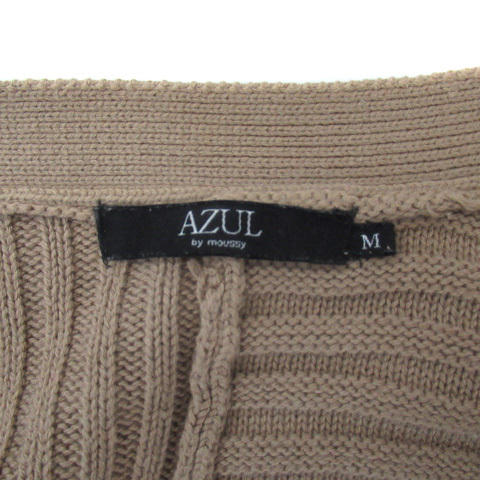  azur bai Moussy AZUL by moussy knitted cardigan front opening middle height waist ribbon M Camel /MI14 lady's 