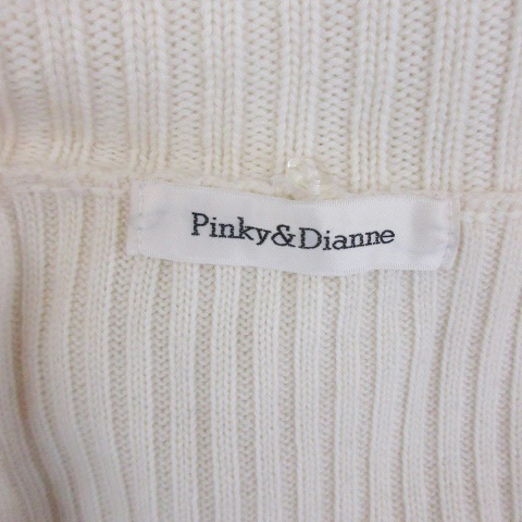  Pinky & Diane pin large PINKY&DIANNE cardigan middle height shawl color ribbon wool 38 eggshell white white /YM21 lady's 