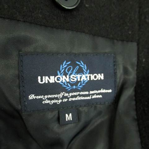 ユニオンステーション UNION STATION チェスターコート ロング丈 シングルボタン M 黒 ブラック /SM6 メンズ_画像4