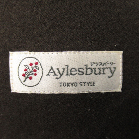 アリスバーリー Aylesbury ボックスプリーツスカート ひざ丈 無地 ウール 9 ブラウン /YK14 レディース_画像5