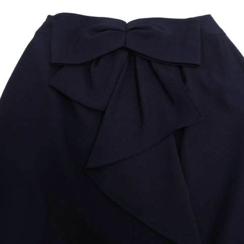 クイーンズコート QUEENS COURT スカート 台形 ひざ丈 バックリボン 日本製 ネイビー 紺 0 レディース_画像7