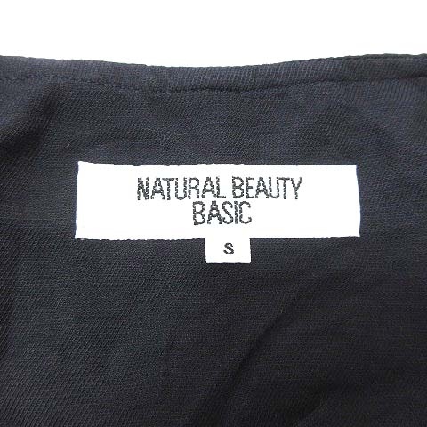 ナチュラルビューティーベーシック NATURAL BEAUTY BASIC ノーカラージャケット ジップアップ 麻混 リネン混 S 紺 /YK レディース_画像6