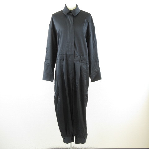 TENNE HANDCRAFTED MODERN オールインワン ロンパース つなぎ ロングパンツ ストレッチ 黒 F *E149 レディース