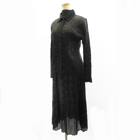プリーツプリーズ PLEATS PLEASE 極美品 ウェーブ プリント ワンピース