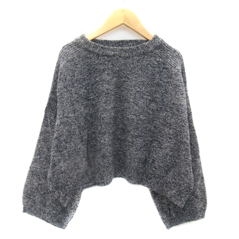  Kei Be efKBF Urban Research knitted sweater long sleeve round neck short plain wool One navy blue navy /YK29 lady's 