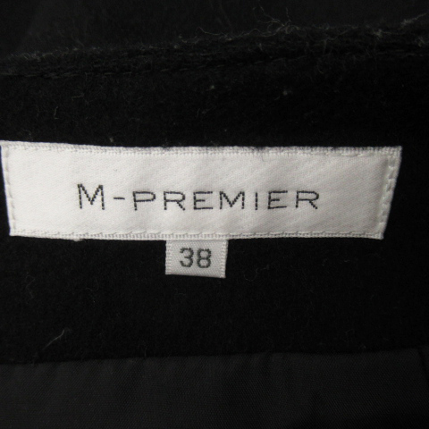 エムプルミエ M-Premier フレアスカート ひざ丈 無地 ウール カシミヤ混 38 黒 ブラック /YK12 レディース_画像5