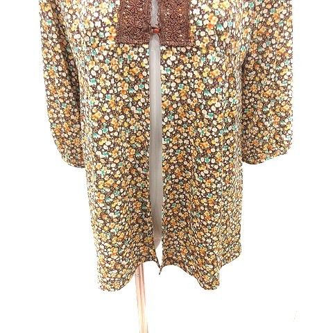 eni.famanyFam tunic long sleeve floral print 3 tea Brown yellow color yellow /RT lady's 