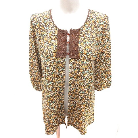 eni.famanyFam tunic long sleeve floral print 3 tea Brown yellow color yellow /RT lady's 