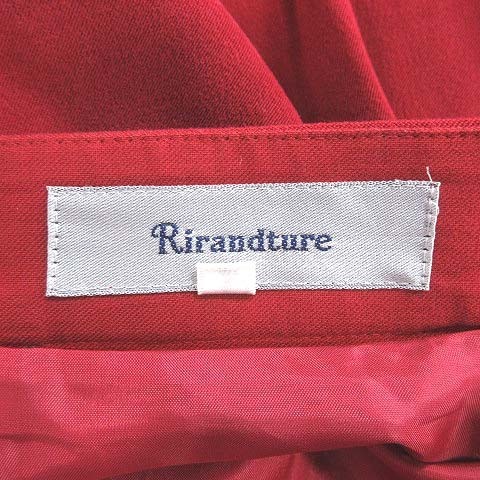リランドチュール Rirandture ラップスカート フレア ひざ丈 タック ボタン 2 赤 レッド /CT レディース_画像5