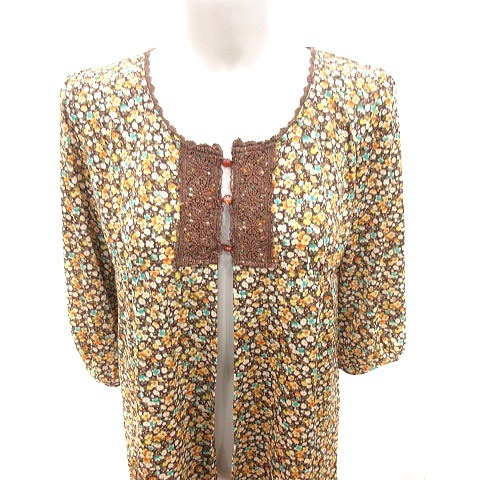 eni.famanyFam tunic long sleeve floral print 3 tea Brown yellow color yellow /RT lady's 