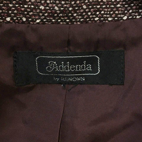 アデンダ Addenda ジャケット シングル ツイード調 ウール ラメ 長袖 紫 赤 パープル レッド レディース_画像5
