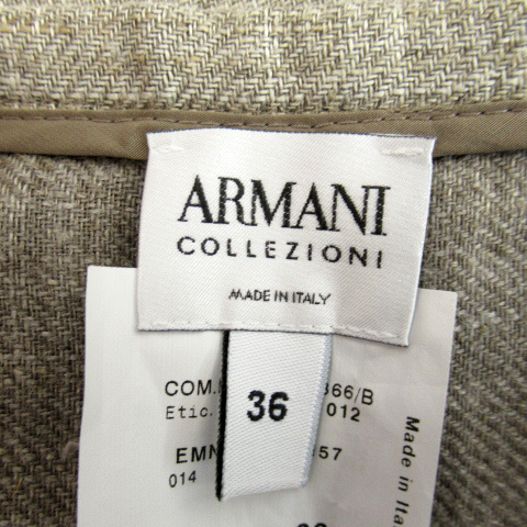 アルマーニ コレツィオーニ ARMANI COLLEZIONI フレアスカート ひざ丈 総柄 リネン 36 ベージュ /SY5 レディースの画像3