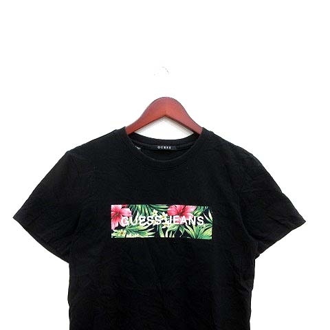 ゲス GUESS Tシャツ カットソー クルーネック ロゴプリント 半袖 S 黒 ブラック /YK メンズ_画像2