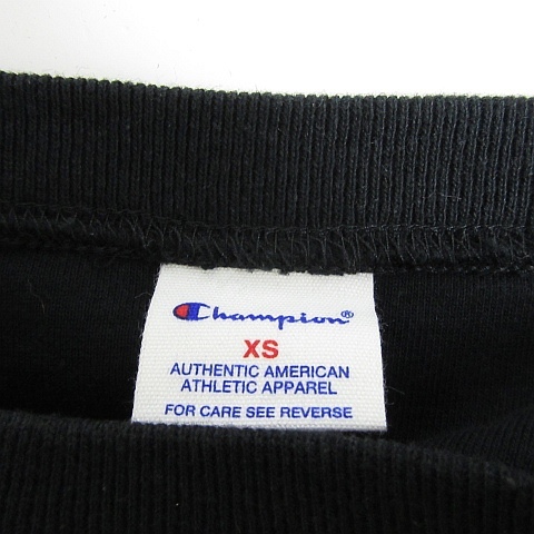 チャンピオン CHAMPION スウェット トレーナー パイル 長袖 綿 XS ブラック ロゴ 刺繍 小さいサイズ kz4801 レディース_画像4