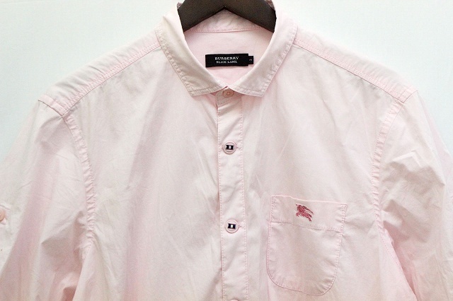 バーバリーブラックレーベル BURBERRY BLACK LABEL シャツ ワンポイント 半袖 五分袖 ピンク /Z メンズ_画像8