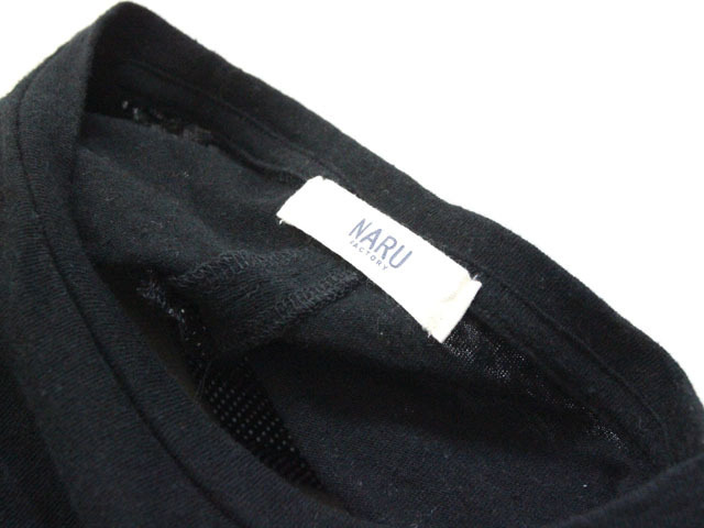 ナル NARU カットソー Tシャツ ワイドシルエット 異素材 長袖 1 黒 ブラック /Z レディース_画像4