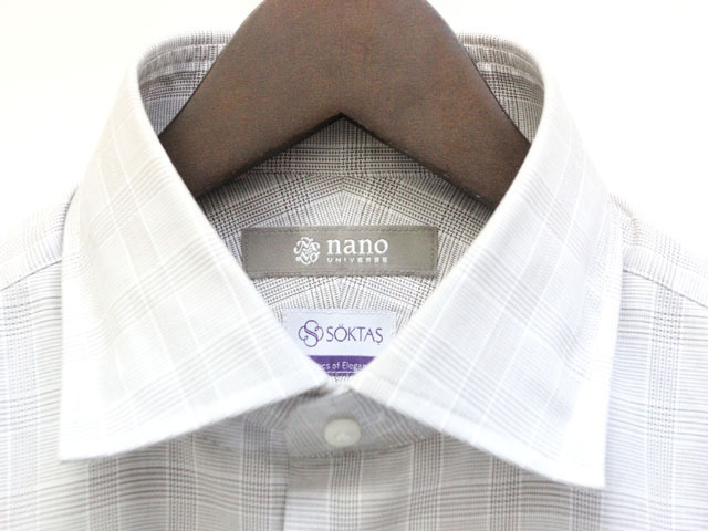 未使用品 ナノユニバース nano universe ドレスシャツ グレンチェックセミワイドシャツ 長袖 39 /Z メンズ_画像3