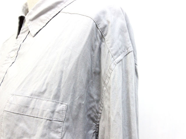 a-ruene-RNA shirt unusual material plain simple long sleeve M gray ju/ZB lady's 