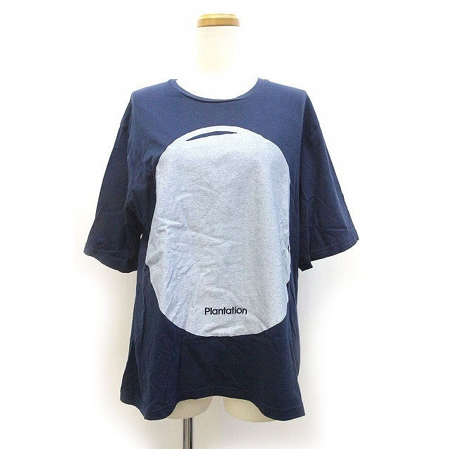  plan te-shonplantation T-shirt cut and sewn big print short sleeves M navy blue navy /Z lady's 