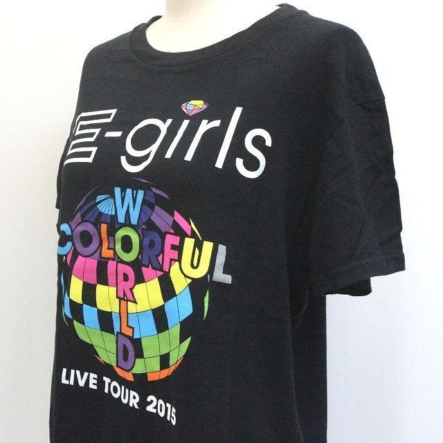  Tour T-shirt E-girls LIVE TOUR 2015 COLORFUL WORLD short sleeves S black black /Z men's lady's 