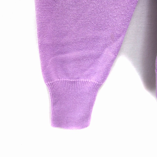  зажим ryus Michel Klein KLEIN PLUS вязаный свитер V шея Libra me. хлопок . лента длинный рукав 38 фиолетовый лиловый /NT9