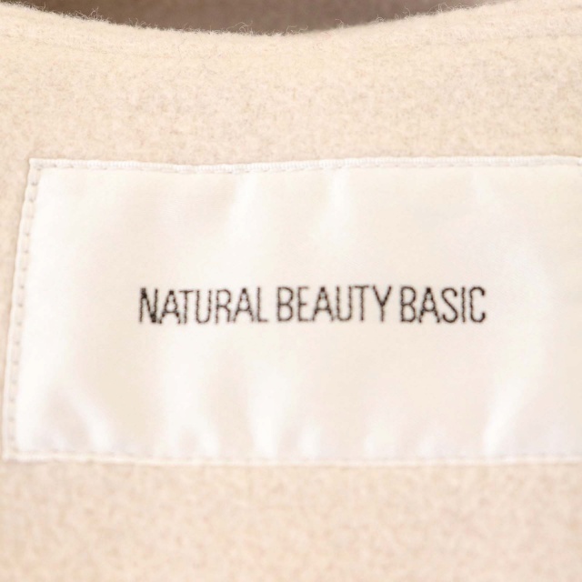 ナチュラルビューティーベーシック NATURAL BEAUTY BASIC 21AW ウールブレンドノーカラーコート アウター ロング 総裏地 M ベージュ_画像3