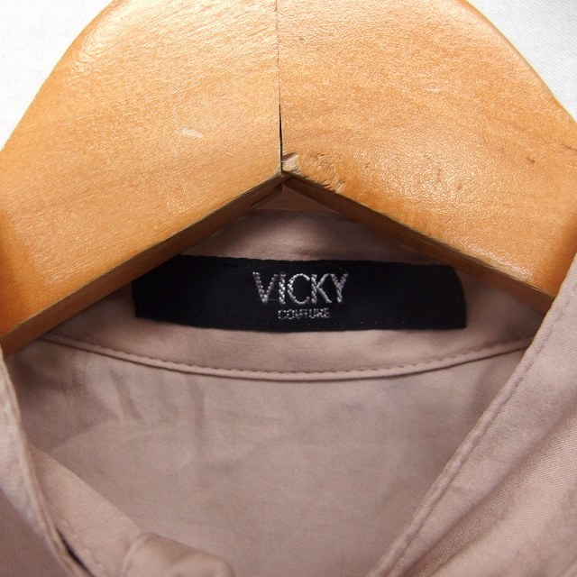  Vicky VICKY bow Thai ribbon shirt blouse tunic plain simple gya The -2 beige /HT24 lady's 