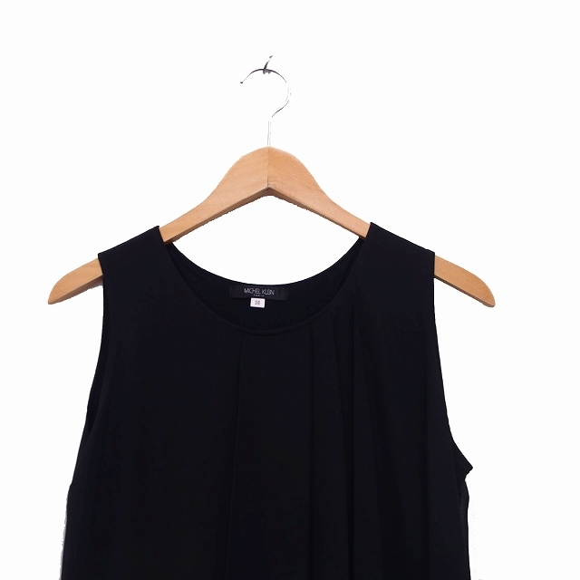  Michel Klein MICHEL KLEIN shirt blouse no sleeve plain simple 38 black black /KT22 lady's 