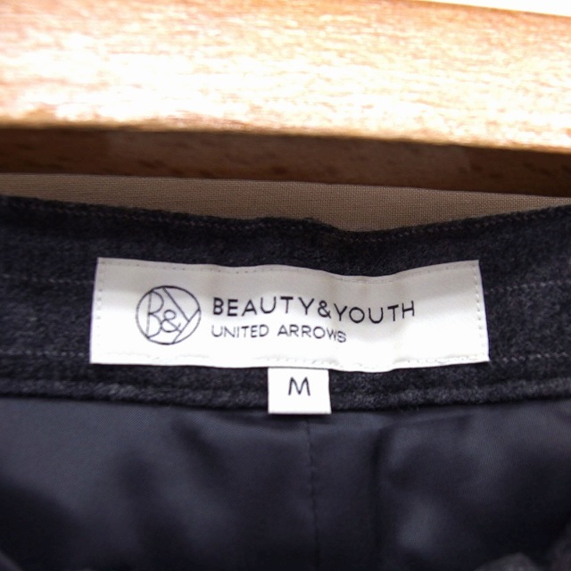 B&Y ユナイテッドアローズ BEAUTY&YOUTH ビューティー&ユース パンツ スラックス テーパード ウール混 ジップフライ ストライプ_画像3