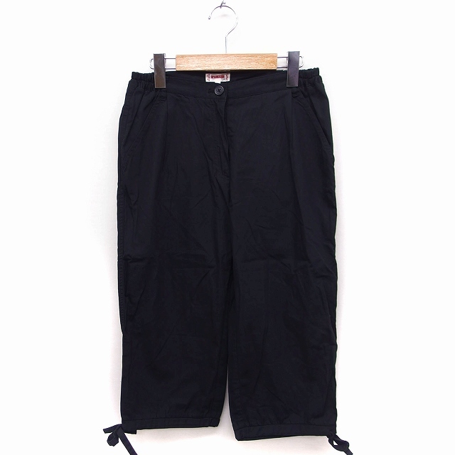  Mac rega-makrega-McGREGOR cropped pants capri pants plain cotton flax 11 black black /FT9 lady's 