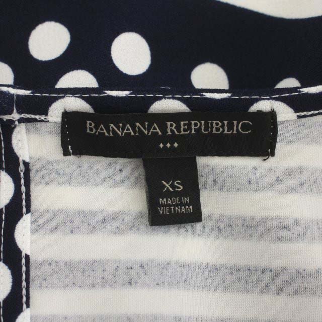 バナナリパブリック BANANA REPUBLIC 総柄半袖ワンピース ミニ XS 紺 白 青 ネイビー ホワイト ブルー /HK ■OS レディース_画像3