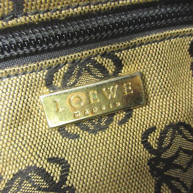 ロエベ LOEWE アナグラム 総柄 ハンドバッグ キャンバス×レザー ゴールド金具 ベージュ 黒 ブラック 0222 ECR17 レディース_画像7