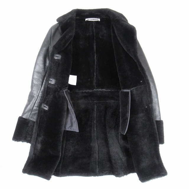 美品 ジルサンダー JIL SANDER ムートン レザー チェスター コート
