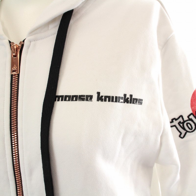 ムースナックルズ MOOSE KNUCKLES ZIP UP HOODIE JAPAN LIMITED パーカー ジップアップ 長袖 刺繍 XS 白 黒 赤 20I-M30LS613ET_画像5